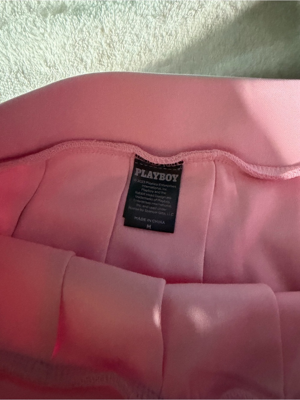 PLAYBOY Pink Pleated Skater Skirt with Bunny Patch - Picture 2 of 2